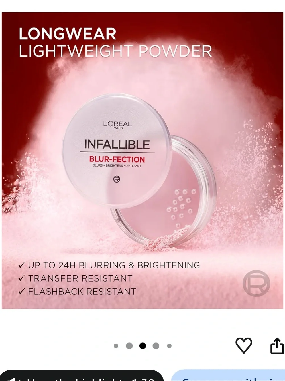 L'Oréal Infallible Blur-Fection Loose Setting Powder — Light Pink